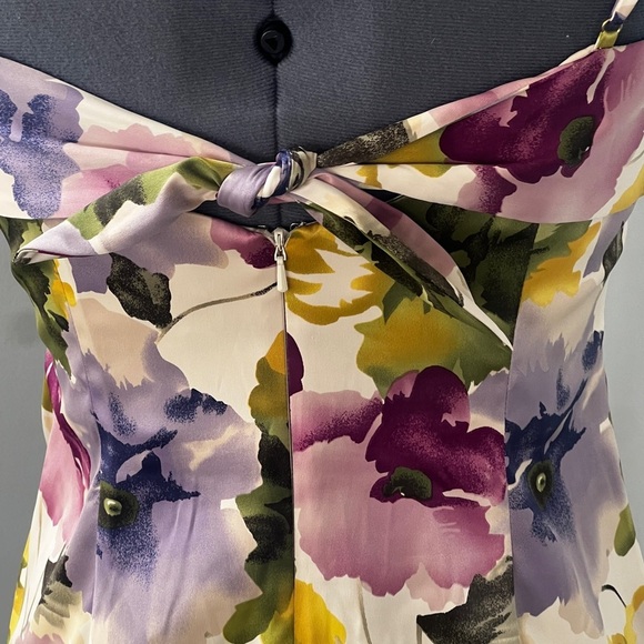 Vintage Spiegel Sz 6 Satin Pansies Floral Spaghetti Adjustable Strap Dress - Picture 11 of 16